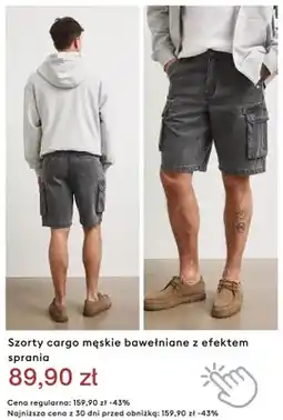 Medicine Szorty cargo męskie bawełniane z efektem sprania oferta