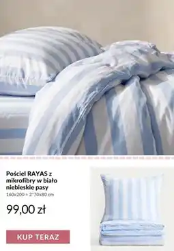 Homla Pościel RAYAS z mikrofibry w biało-niebieskie pasy 160x200 cm + 2x70x80 cm oferta