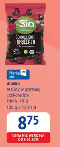 dm drogerie markt dmBio Maliny w gorzkiej czekoladzie oferta