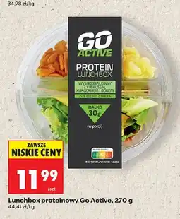 Biedronka Lunchbox proteinowy wysokobiałkowy z kuskusem kurczakiem i bobem Go Active oferta