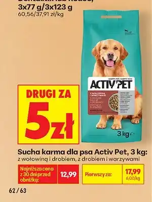 Biedronka Sucha karma dla psa Activ'Pet z drobiem i warzywami oferta