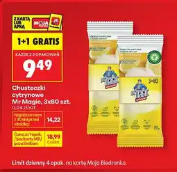 Biedronka Chusteczki nawilżane cytrynowe Mr Magic 3-pak oferta