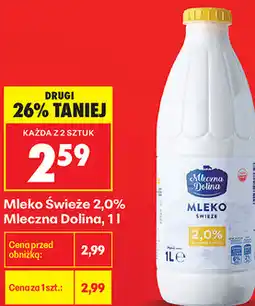 Biedronka Mleko Świeże 2,0% Mleczna Dolina oferta