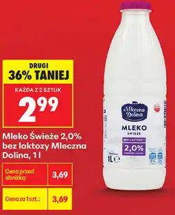 Biedronka Mleko Świeże 2,0% bez laktozy Mleczna Dolina oferta