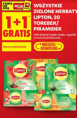 Biedronka Wszystkie zielone herbaty Lipton, 20 torebek/piramidek oferta