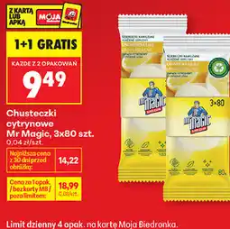 Biedronka Chusteczki cytrynowe Mr Magic, 3x80 szt oferta
