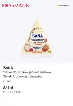Rossmann ISANA maska do włosów jednominutowa, Olejek Arganowy i Żurawina oferta