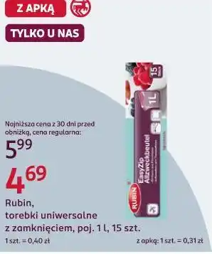 Rossmann Rubin, torebki uniwersalne z zamknięciem, poj. 1 l, 15 szt oferta