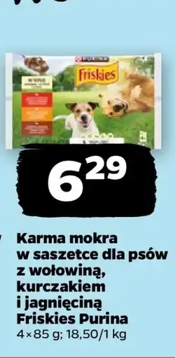 Netto Karma mokra w saszetce dla psów z wołowiną, kurczakiem i jagnięciną Friskies Purina oferta
