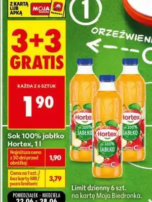 Biedronka Sok 100% jabłko Hortex, 1l oferta