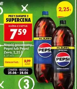Biedronka Napój gazowany Pepsi lub Pepsi Zero, 2,25 l oferta