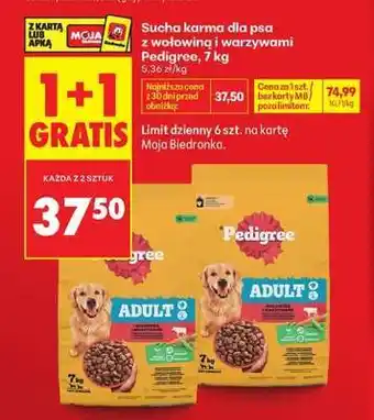 Biedronka Sucha karma dla psa z wołowiną i warzywami Pedigree, 7 kg oferta