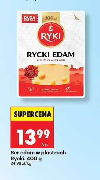 Biedronka Ser edam w plastrach Rycki, 400 g oferta