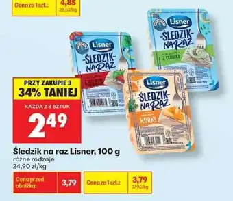 Biedronka Śledzik na raz Lisner, 100 g oferta
