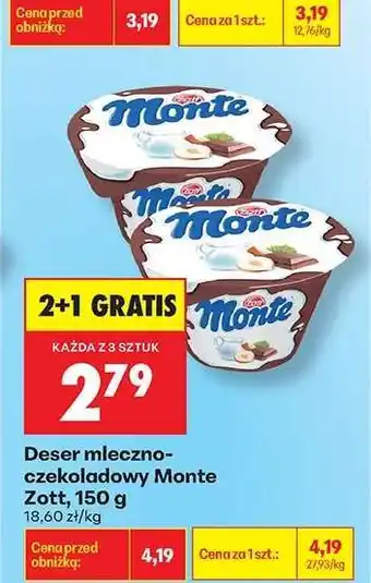Biedronka Deser mleczno czekoladowy Monte Zott 150 g oferta