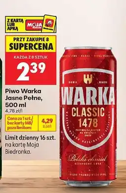 Biedronka Piwo Warka Jasne Pełne , 500 ml oferta