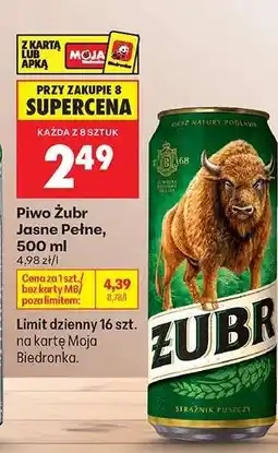 Biedronka Piwo Żubr Jasne Pełne, 500 ml oferta
