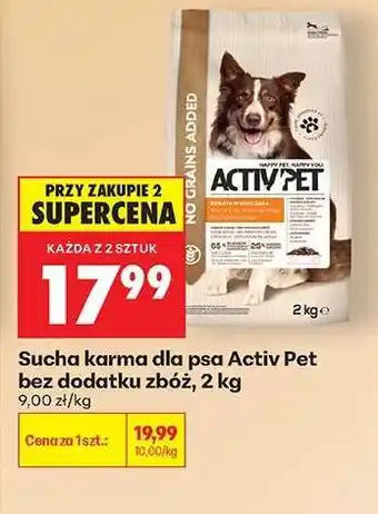 Biedronka Sucha karma dla psa Activ Pet bez dodatku zbóż, 2 kg oferta