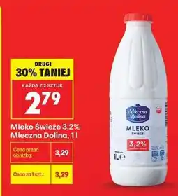 Biedronka Mleko Świeże 3,2% Mleczna Dolina, 1l oferta