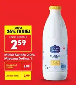 Biedronka Mleko Świeże 2,0% Mleczna Dolina, 1l oferta