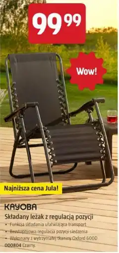 Jula KAYOBA Składany leżak z regulacją pozycji oferta