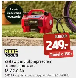Jula Zestaw z multikompresorem akumulatorowym MEEC TOOLS 18 V 2,0 Ah oferta