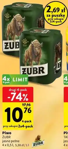 Intermarche Piwo Żubr jasne pełne oferta