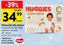 Intermarche Pieluszki dla dzieci Huggies Extra Care 28-40 szt oferta