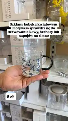 Pepco Szklany kubek z kwiatowym motywem Pepco Home oferta