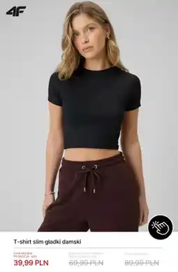 4F T-shirt damski slim gładki 4F oferta