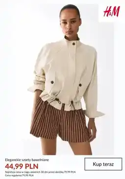 H&M Szorty bawełniane eleganckie H&M oferta