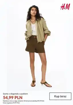 H&M Szorty z diagonalu z paskiem H&M oferta