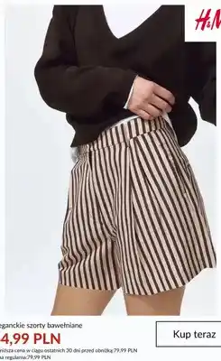 H&M Szorty bawełniane eleganckie H&M oferta
