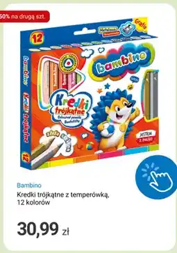 Smyk Kredki trójkątne z temperówką Bambino 12 kolorów oferta