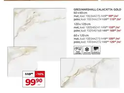 Komfort Gres Senti Marshall Calacatta Gold mat 60x60 cm oferta