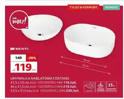 Komfort Umywalka nablatowa Senti Costano 41,5x33 cm oferta