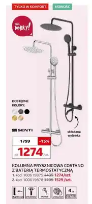 Komfort Kolumna prysznicowa z baterią termostatyczną Senti Costano oferta
