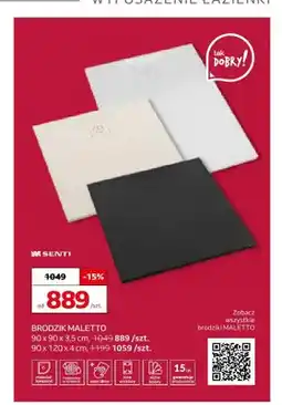 Komfort Brodzik prysznicowy Senti Maletto 90x90x3,5 cm oferta