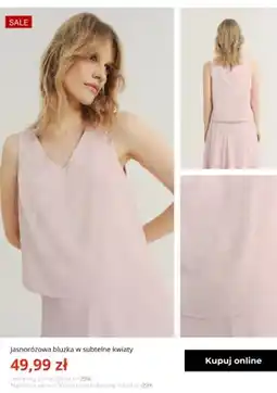 Greenpoint Bluzka damska Greenpoint jasnoróżowa w subtelne kwiaty oferta