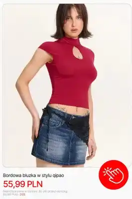 Bluzka damska Cropp bordowa w stylu qipao