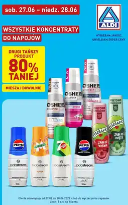 ALDI Wszystkie koncentraty do napojów (Sodastream, Oshee, Tymbark) oferta
