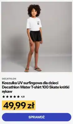 Decathlon Koszulka UV surfingowa dla dzieci Decathlon Water T-shirt 100 Skate krótki rękaw oferta