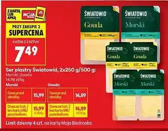 Biedronka Ser plastry Światowid 2x250 g / 500 g oferta