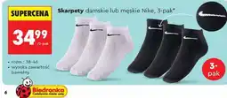 Biedronka Skarpety damskie lub męskie Nike, 3-pak oferta