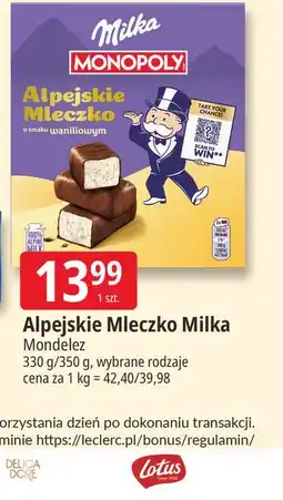 E.Leclerc Alpejskie Mleczko Milka oferta