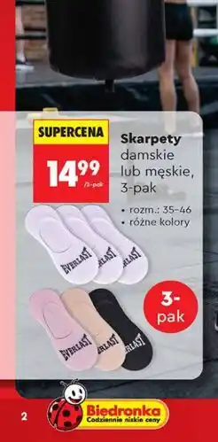 Biedronka Skarpety damskie lub męskie, 3-pak Everlast oferta