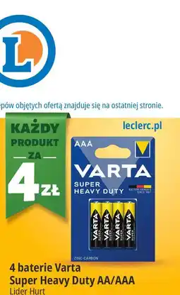E.Leclerc 4 baterie Varta Super Heavy Duty AA/AAA oferta