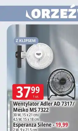 E.Leclerc Wentylator Adler AD 7317 / Mesko MS 7322 / Esperanza Silene oferta