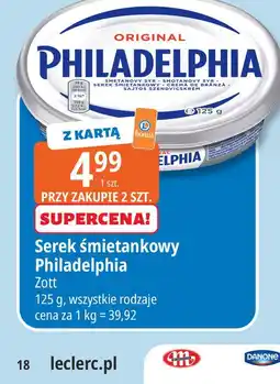 E.Leclerc Serek śmietankowy Philadelphia Zott oferta