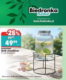 Biedronka Słoik z kranikiem 4 l, ze stojakiem oferta